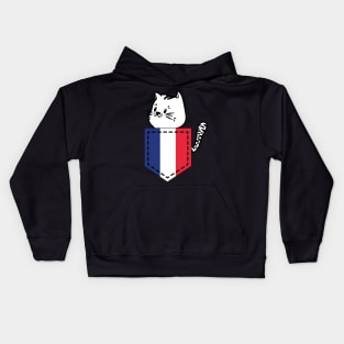 Patriotic Pocket Pussy - Cat Lover -  French Patriot Kids Hoodie